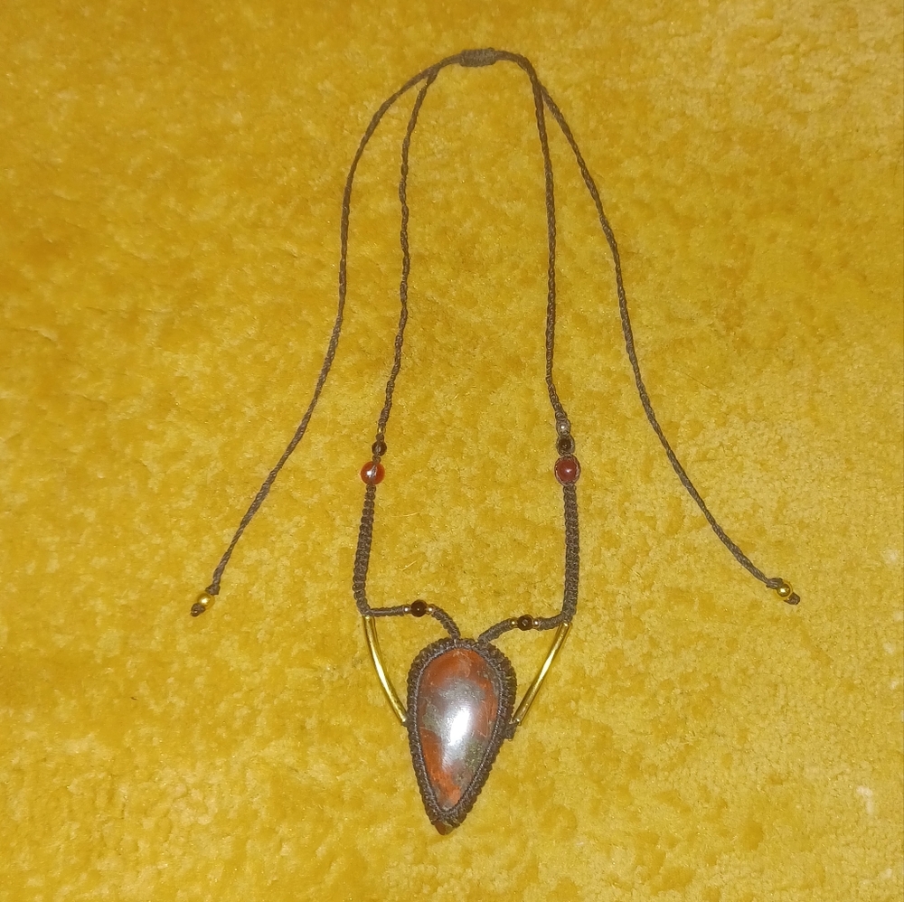 Elegant Red And Green Pendant Handmade Necklace